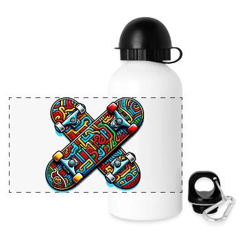 Skateboard - Panoramic Thermal Bottle with Lid 500 ml - white - Front