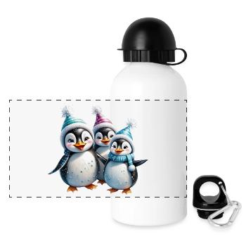 Three adorable penguins - Panoramic Thermal Bottle with Lid 500 ml - white - Front