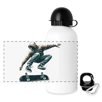 Skater - Panorama Trinkflasche mit Deckel 500 ml - Weiß - Vorne