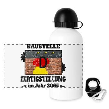 Construction site Germany - Panoramic Thermal Bottle with Lid 500 ml - white - Front