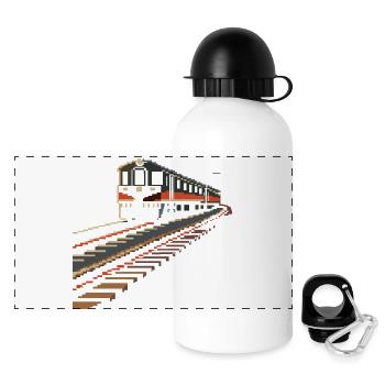 Pixels de chemin de fer - Gourde panoramique avec couvercle 500 ml - blanc - Devant