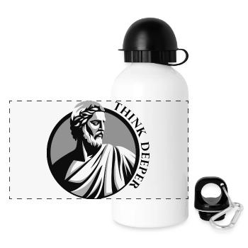 Classic Greek Philosopher | "Think Deeper" | Stoic - Panoramic Thermal Bottle with Lid 500 ml - white - Front