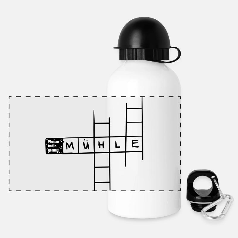 Wasserbeförderung - Mühle - Panorama Trinkflasche mit Deckel 500 ml - Weiß