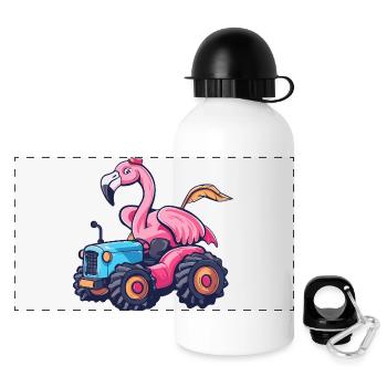 Flamingo Tractor Farmer - Gourde panoramique avec couvercle 500 ml - blanc - Devant