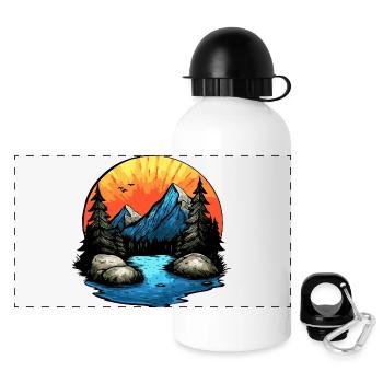 Mountains Landscape Outdoor - Panoramic Thermal Bottle with Lid 500 ml - white - Front