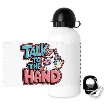 Unicorn Comic - Talk to the Hand - Panoramic Thermal Bottle with Lid 500 ml - white - Front