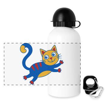 Bunter Katzenzauber Sprung - Panorama Trinkflasche mit Deckel 500 ml - Weiß - Vorne