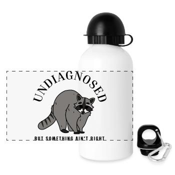 Undiagnostiziert, aber irgendetwas stimmt nicht, Waschbär - Panorama Trinkflasche mit Deckel 500 ml - Weiß - Vorne