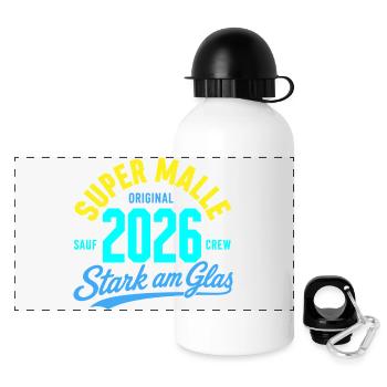 Malle 2026 Strong on the Glass Sauf Crew Original - Gourde panoramique avec couvercle 500 ml - blanc - Devant