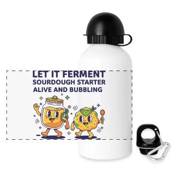 Levain : laissez fermenter le levain vivant - Gourde panoramique avec couvercle 500 ml - blanc - Devant