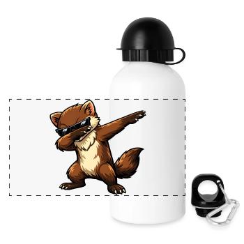 Dabbing Marder - Panorama Trinkflasche mit Deckel 500 ml - Weiß - Vorne