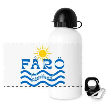 Fårö Gotland-Sonne und Wellen - Panorama Trinkflasche mit Deckel 500 ml - Weiß - Vorne
