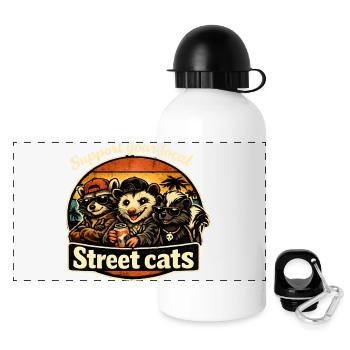 Unterstütze lokale Straßenkatzen - Panorama Trinkflasche mit Deckel 500 ml - Weiß - Vorne