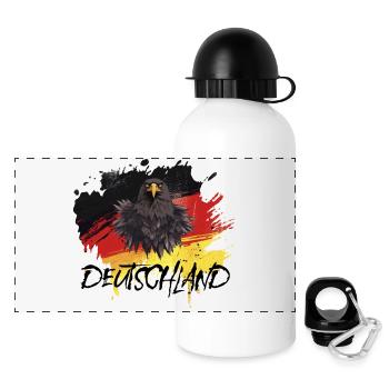 deutscher Adler Deutschlandfahne Bundesadler - Panorama Trinkflasche mit Deckel 500 ml - Weiß - Vorne