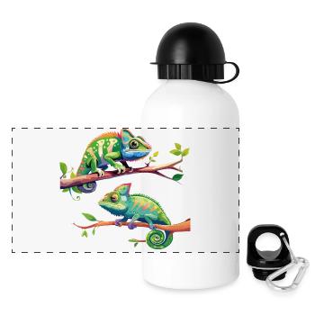 Chamäleon 2 - Panorama Trinkflasche mit Deckel 500 ml - Weiß - Vorne