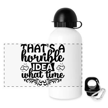 That's a horrible idea! What time? - Panorama Trinkflasche mit Deckel 500 ml - Weiß - Vorne