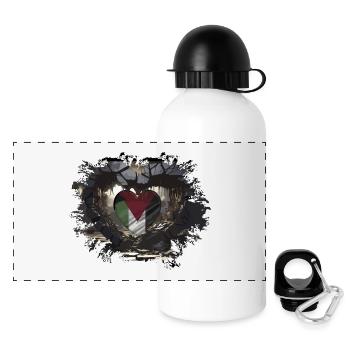 Free Palestina Heart - Panoramic Thermal Bottle with Lid 500 ml - white - Front