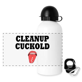 cleanup cuckold - Panorama Trinkflasche mit Deckel 500 ml - Weiß - Vorne