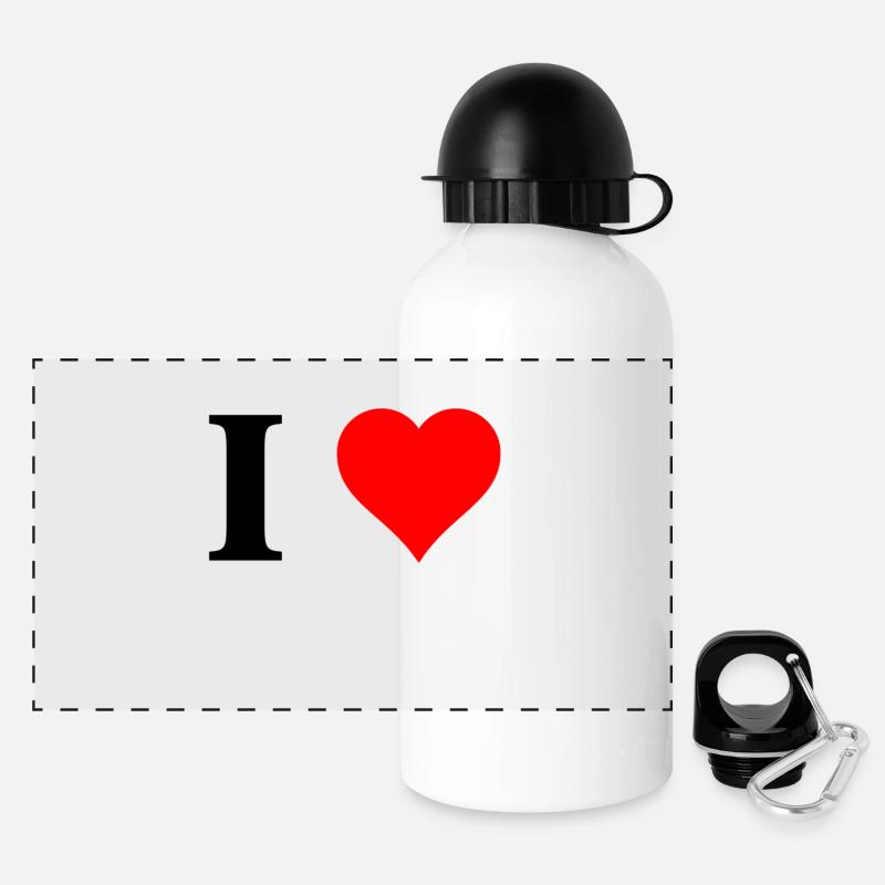ich love - Panorama Trinkflasche mit Deckel 500 ml - Weiß