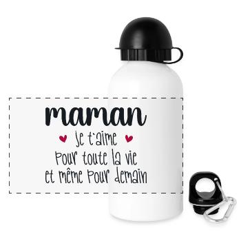 Maman je t'aime, Mère, Bébé, Naissance, Amour - Gourde panoramique avec couvercle 500 ml - blanc - Devant