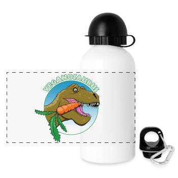Dinosaure Végan - Gourde panoramique avec couvercle 500 ml - blanc - Devant