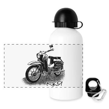 SIMSON Schwalbe KR51 - Panorama Trinkflasche mit Deckel 500 ml - Weiß - Vorne
