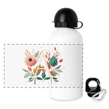 A Typography with Flowers - Panoramic Thermal Bottle with Lid 500 ml - white - Front