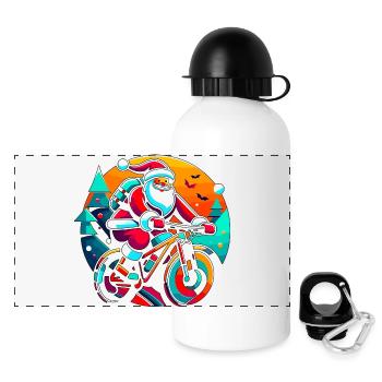 Santa Neon Bike Ride - Panoramic Thermal Bottle with Lid 500 ml - white - Front