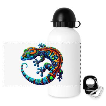 Gecko - Panorama Trinkflasche mit Deckel 500 ml - Weiß - Vorne