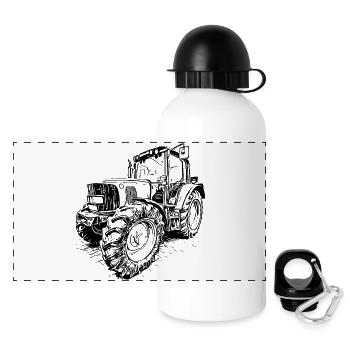 Tracteur JD vert - Gourde panoramique avec couvercle 500 ml - blanc - Devant