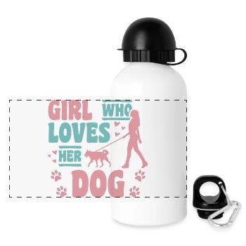 Amoureux des chiens - Gourde panoramique avec couvercle 500 ml - blanc - Devant