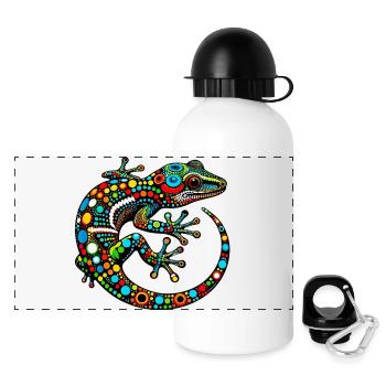 Gecko - Panorama Trinkflasche mit Deckel 500 ml - Weiß - Vorne