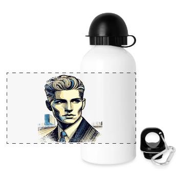 Unknown | Stranger | frayed edge - Panoramic Thermal Bottle with Lid 500 ml - white - Front