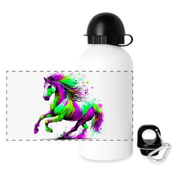 Pferd - Panorama Trinkflasche mit Deckel 500 ml - Weiß - Vorne
