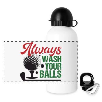 Golf - Lavez toujours vos balles - Gourde panoramique avec couvercle 500 ml - blanc - Devant