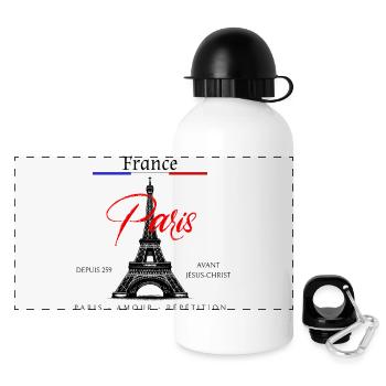 Paris, ville de l’amour - Gourde panoramique avec couvercle 500 ml - blanc - Devant