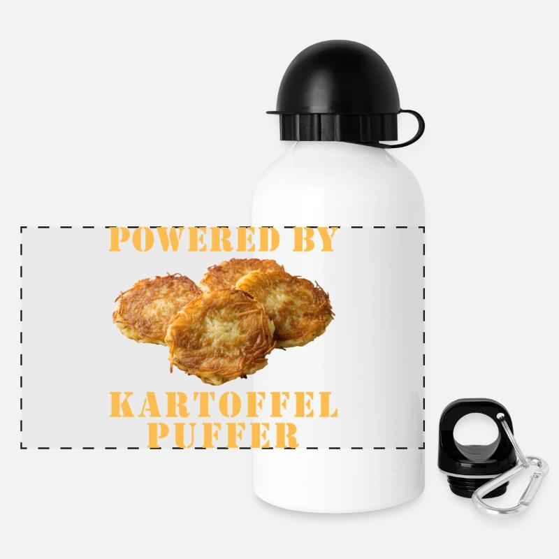 Propulsé par Kartoffelpuffer - Gourde panoramique avec couvercle 500 ml - blanc