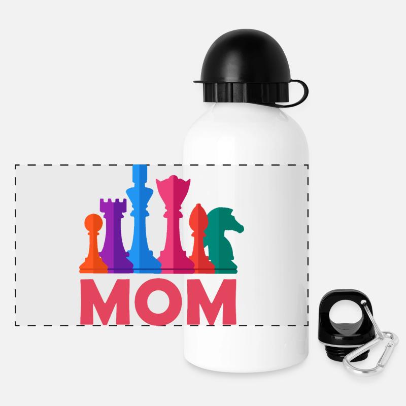 Chess Mom Schach Mama - Panoramic Thermal Bottle with Lid 500 ml - white