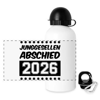 Junggesellenabschied 2026 - Panorama Trinkflasche mit Deckel 500 ml - Weiß - Vorne