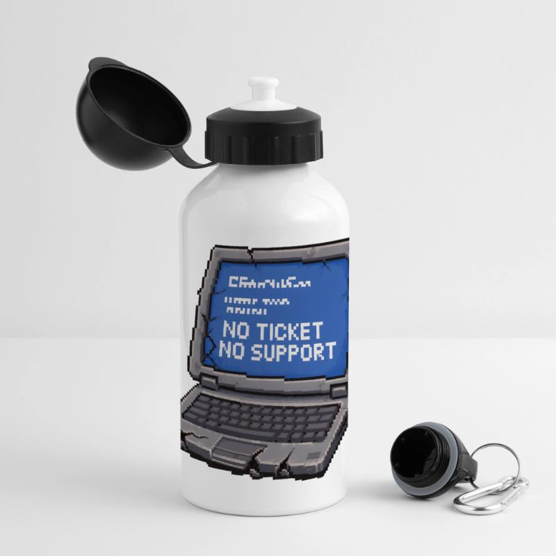 No ticket no support Admin IT Spruch Panorama Trinkflasche mit Deckel 500 ml