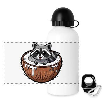 Süßer Waschbär Cartoon Palme Frucht Kokosnuss - Gourde panoramique avec couvercle 500 ml - blanc - Devant
