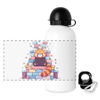Kawaii Panda in the Sugar Castle - Panoramic Thermal Bottle with Lid 500 ml - white - Front