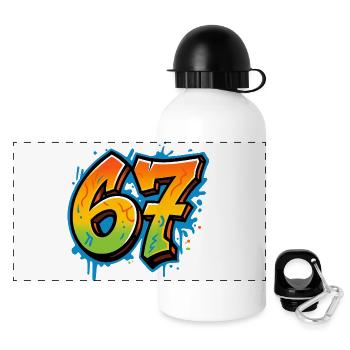 Six Seven Graffity - Panorama Trinkflasche mit Deckel 500 ml - Weiß - Vorne
