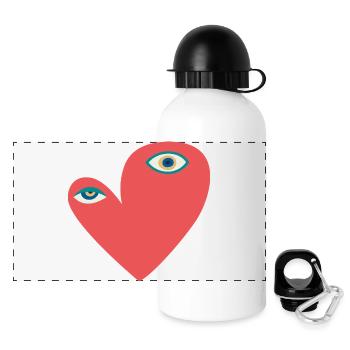 Surreal Heart with Eyes - Panoramic Thermal Bottle with Lid 500 ml - white - Front