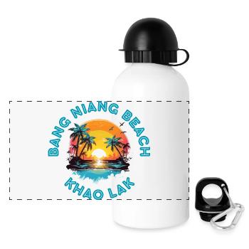 Bang Niang Beach Sonnenuntergangskreis - Panorama Trinkflasche mit Deckel 500 ml - Weiß - Vorne
