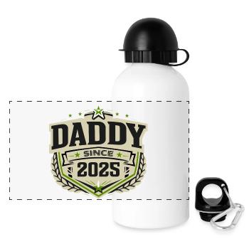 Papa seit 2025 – Proud Dad Design - Panorama Trinkflasche mit Deckel 500 ml - Weiß - Vorne