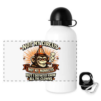 Not My Circus Vintage Monkey Humor - Panoramic Thermal Bottle with Lid 500 ml - white - Front