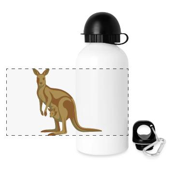 Känguru Mutter mit Nachwuchs - Panorama Trinkflasche mit Deckel 500 ml - Weiß - Vorne