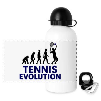 Tennis Evolution Sport Motiv - Panorama Trinkflasche mit Deckel 500 ml - Weiß - Vorne