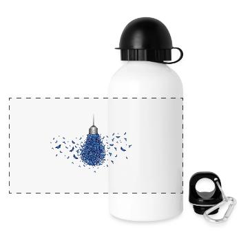 Blue Butterfly - Panoramic Thermal Bottle with Lid 500 ml - white - Front